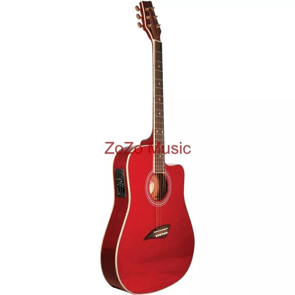 Kona K2TRD Thin Body Acoustic Electric Guitar Transparent Red eBay