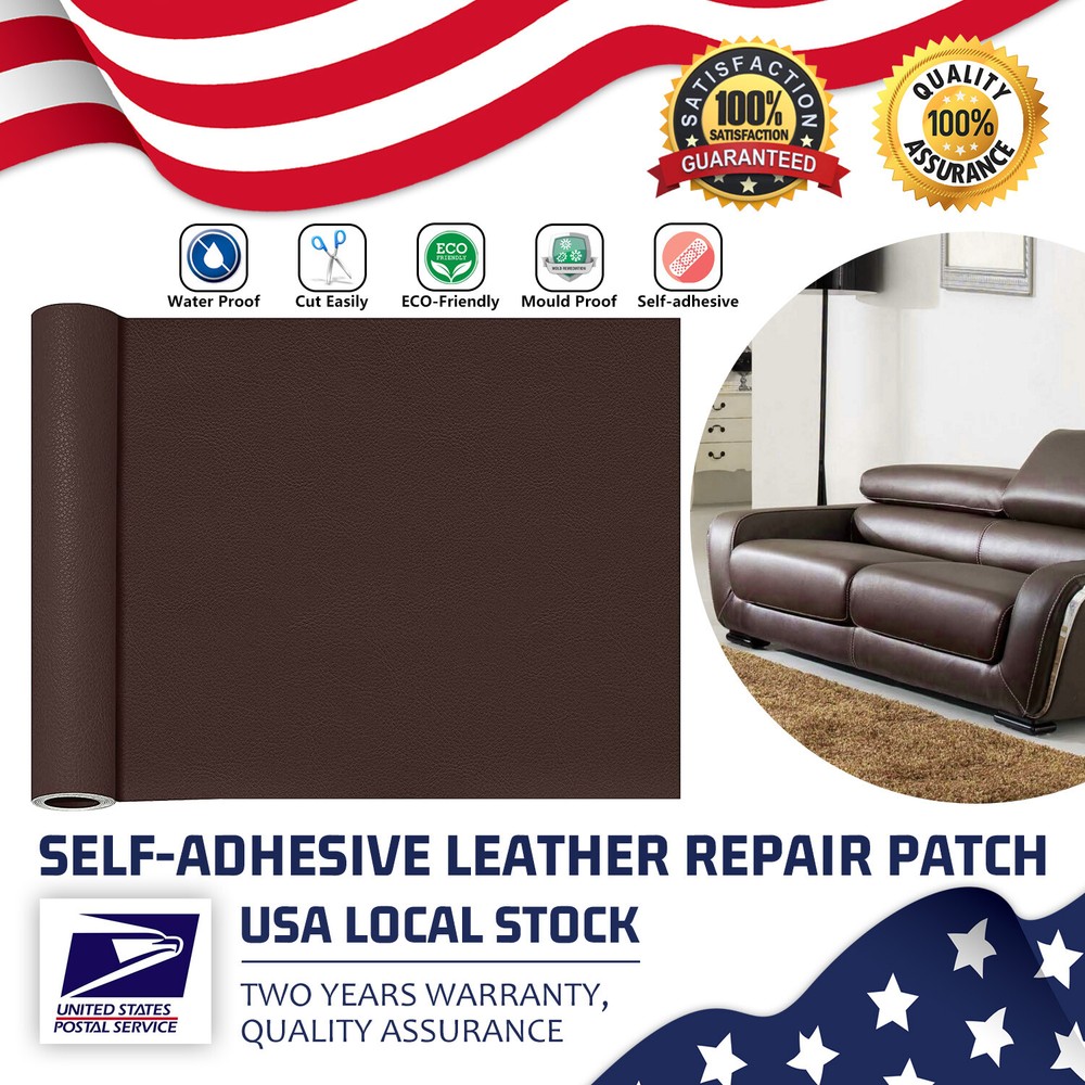 Brown Leather Repair Kit Self-Adhesive Durability Patch Stick on Sofa Car Seat