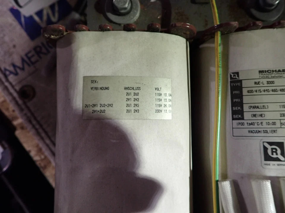 Transformador Michael Riedel RVE-L 3000 3/10,72 KVA 480 a 230v T1817 Foto 3 de 4