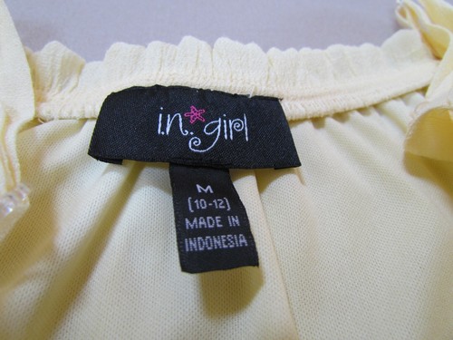 Amy Byer Yellow Long Sleeve Tie Front Off-The-Shoulder Top Size M(10-12) - 第 9/9 張圖片