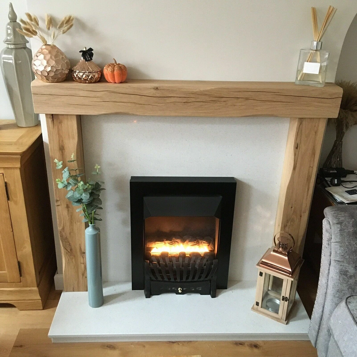 FIREPLACE SURROUND SOLID OAK MANTLE BEAM MANTELPIECE FOR WOOD LOG BURNER  LINTEL | eBay