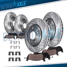 Front Rear Drilled Slotted Rotors Ceramic Brake Pad for 2014 2015 2016 Kia Soul