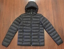 Cabelas Black Full Zip Puffer Jacket Hooded Duck Down Youth Size Large