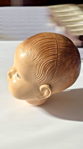 VINTAGE CELLULOID DOLL HEAD SNF FRANCE 4.50 MODE DEPOSE LARGE SIZE 6in 1920s - Picture 5 of 9