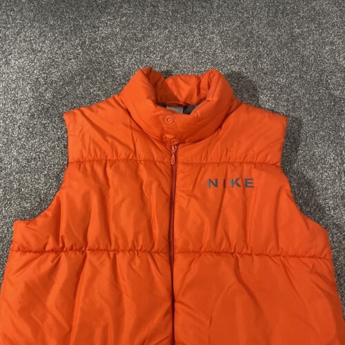 NIKE Sportswear Youth Size Large 12- 14 Orange Puffer Nylon Zip Up Vest Unisex # - Picture 2 of 10