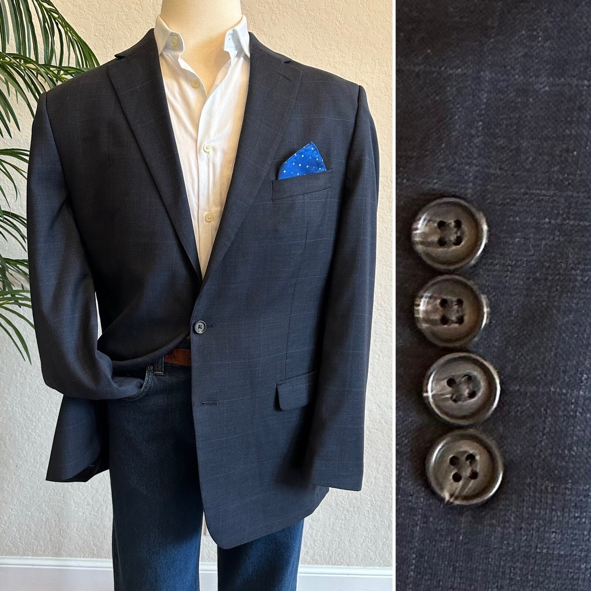 RALPH LAUREN BLAZER SIZE 46L LONG TALL SPORT COAT BLUE
