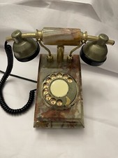 Vintage Rotary Phone  FATAP Onyx And Marble  24 Carat Plated From Italy Heavy