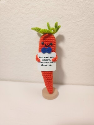 Crochet Emotional Support Carrot, Mr. Carrot, Positive Vegetable, Cheer Up Gift