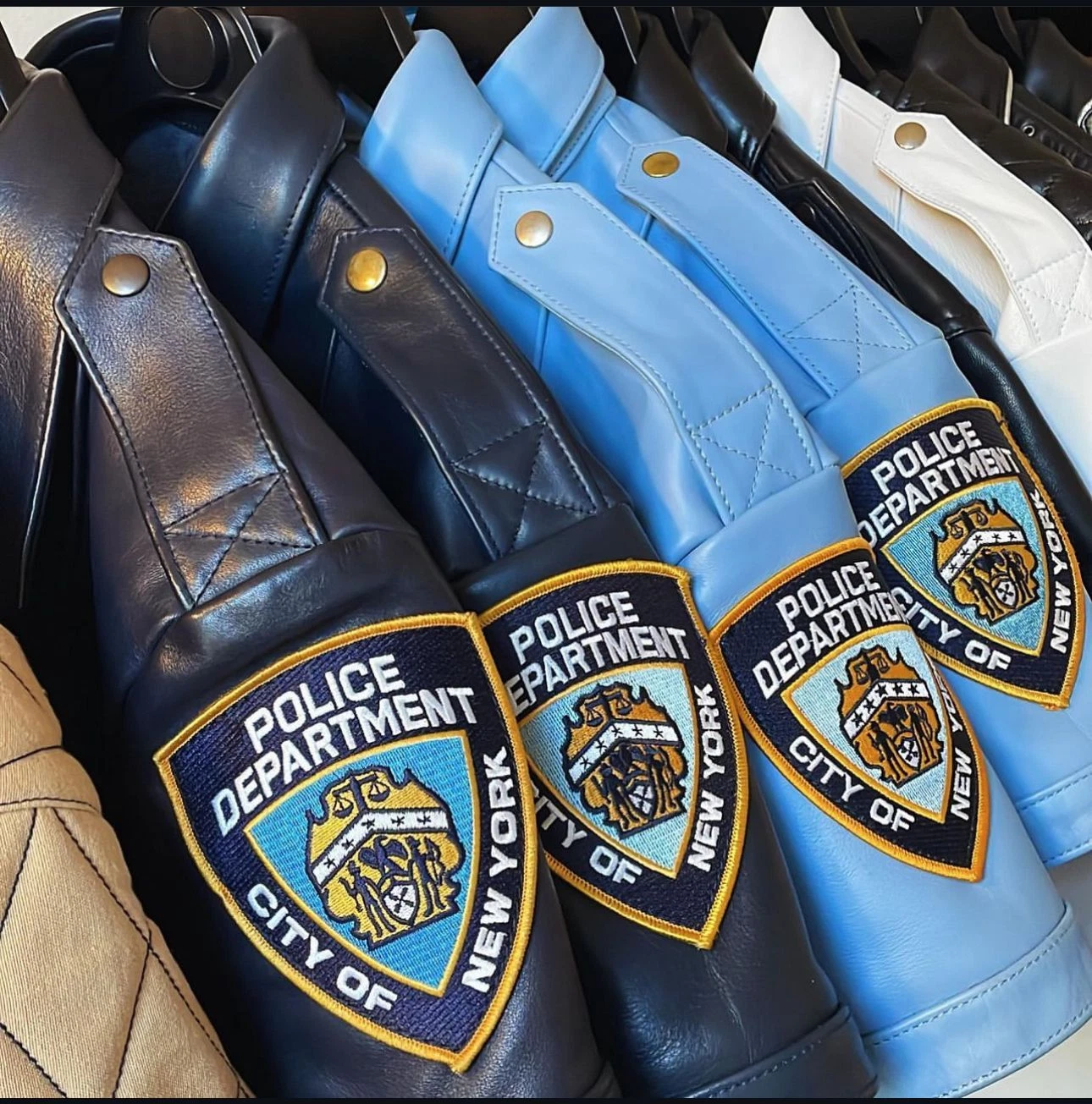 Blue Slim Fit Gay Cow Leather Shirt Sky Blue Police Leather Sexy Gay Bluf Shirt