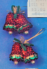 Holiday Industries CHRISTMAS BELLS Vintage Sequin Bead Ornament Makes 2 4058