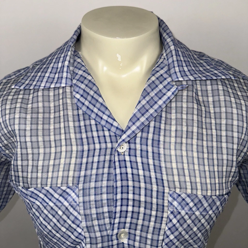 Camisa Dupont Vintage Anos 50 Dacron Nylon Gola Laço Transparente Atômica MCM 1950s Masculina Média - Imagem 4 de 4