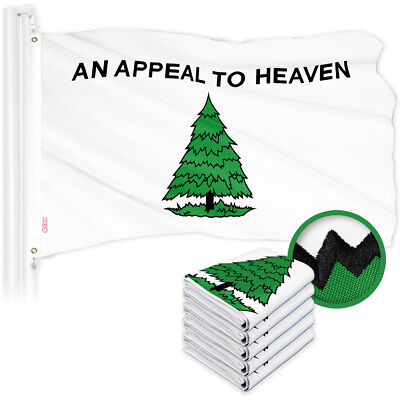 G128 5 Pack: An Appeal to Heaven Flag 3x5 Ft Embroidered 300D Polyester
