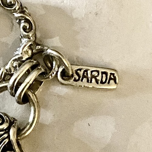 Sarda Sterling Silver 925 Lapis Carved Toggle Dahlia Bracelet Indonesia New - Picture 15 of 23