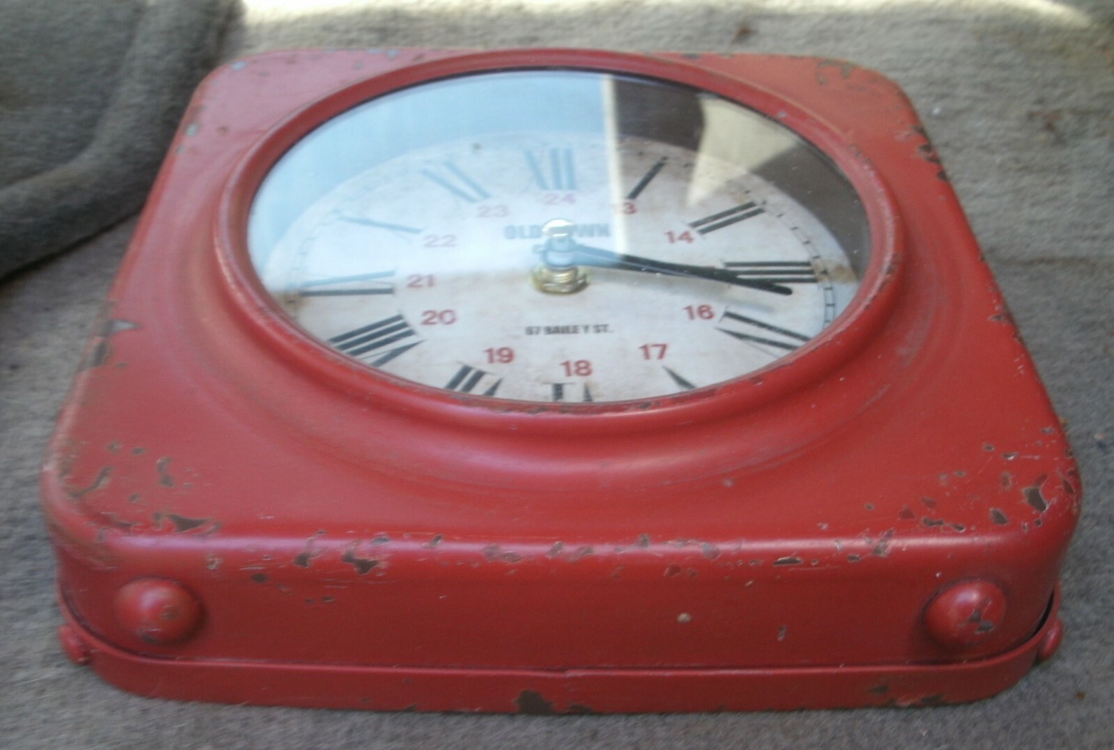 vtg Old Town Clock 67 BAILEY ST Rustic Red Clock Distressed eBay