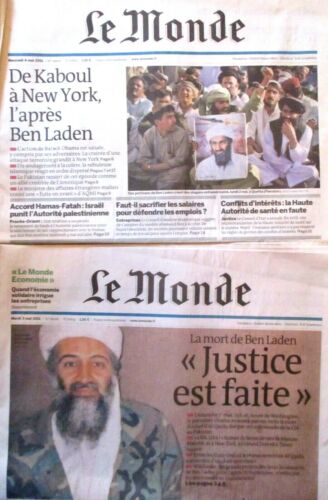 Lot  "LE MONDE" 3 & 4 mai 2011 // Capture & mort d'OUSSAMA BEN LADEN par la CIA - Bild 1 von 1