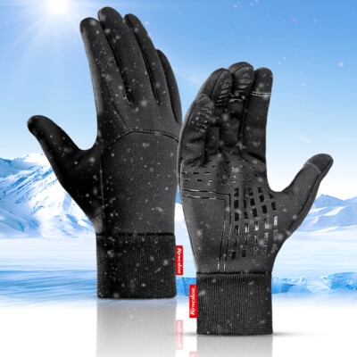 Men's Winter Gloves Thermal Waterproof Touch Screen Fleece Warm Mittens  Black