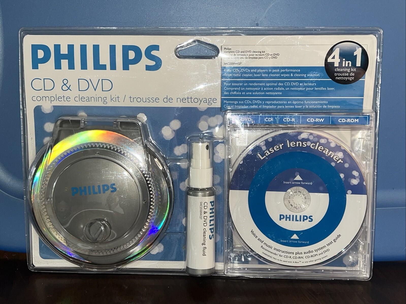 Philips CD & DVD 4 In 1 Complete Disk Laser Lens Cleaning Cleaner Kit ...