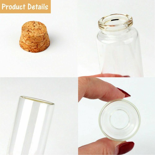 50x Clear Glass Bottles with Cork Stoppers Mini Small Vials Wedding Message Jars - Picture 3 of 12