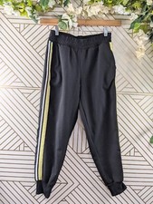 ZARA BASIC Women's Black Joggers Yellow Side Stripe Cinch Ankle Size Small