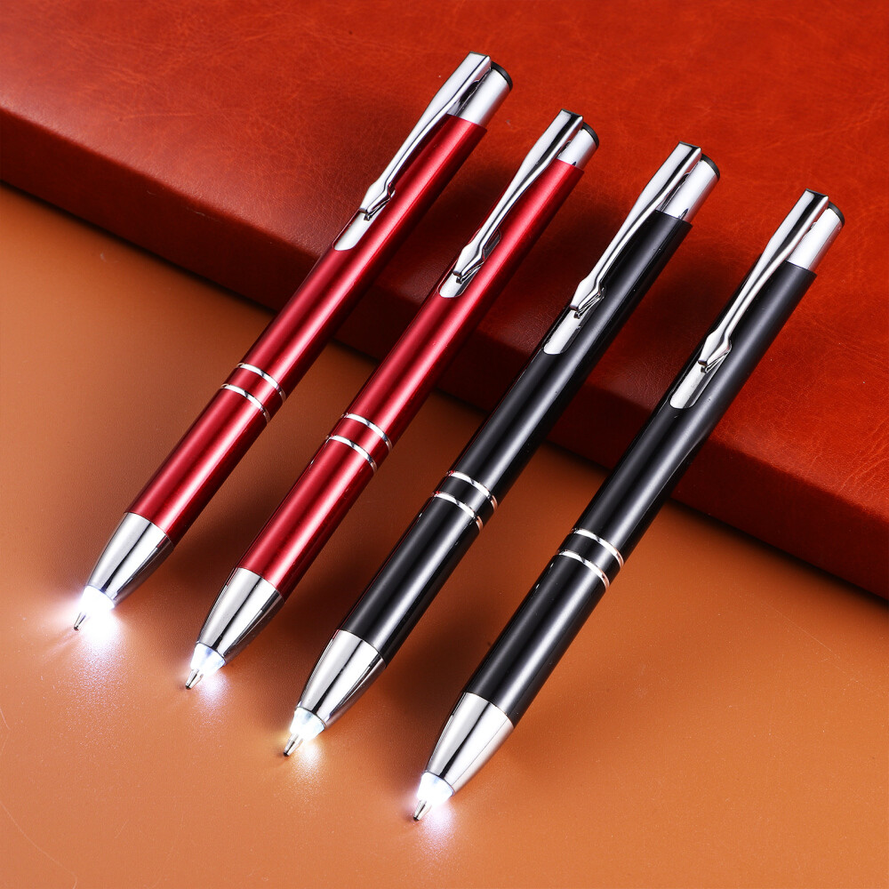 4pcs Led Light Pens Metal Ballpoint Pens Lighted Tip Pens Flashlight