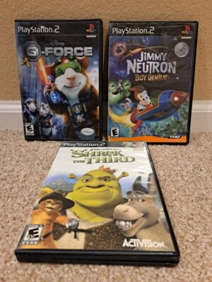 PS2 Lot Of 3: Jimmy Nuetron Boy Genius, Shrek the Third, G Force - kids games