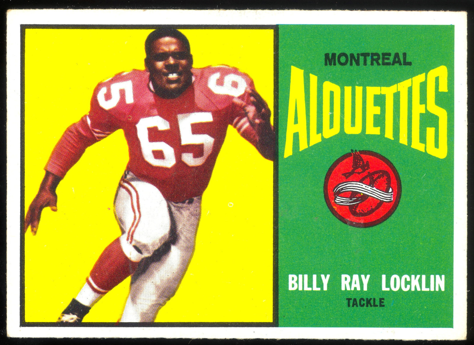 1964 TOPPS CFL CFL FOOTBALL 44 BILLY RAY LOCKLIN NM MONTREAL ALOUETTES ...