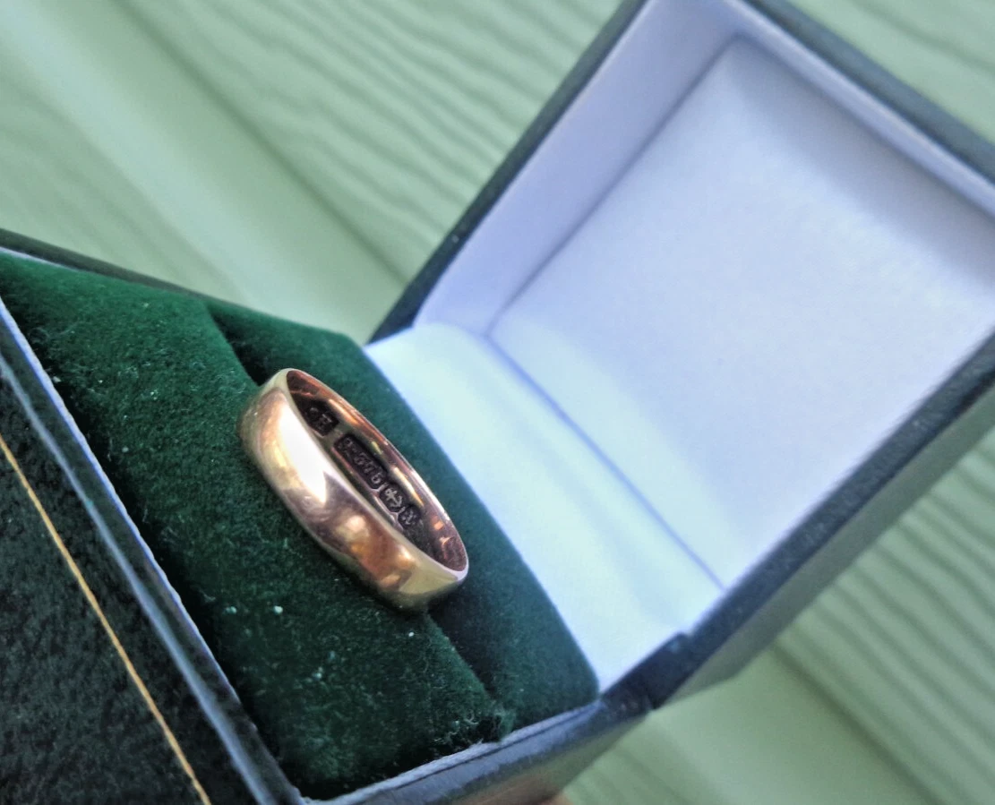Oro Rosa Alianza 9ct Banda Victoriano Hm 1897 Samuel Hope Talla k A L 1897