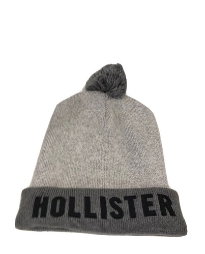 Hollister Hat Knit Light Dark Grey Pom 