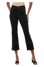 DG2 by Diane Gilman Women's Stretch Denim Baby Bootcut Crop Jean Black