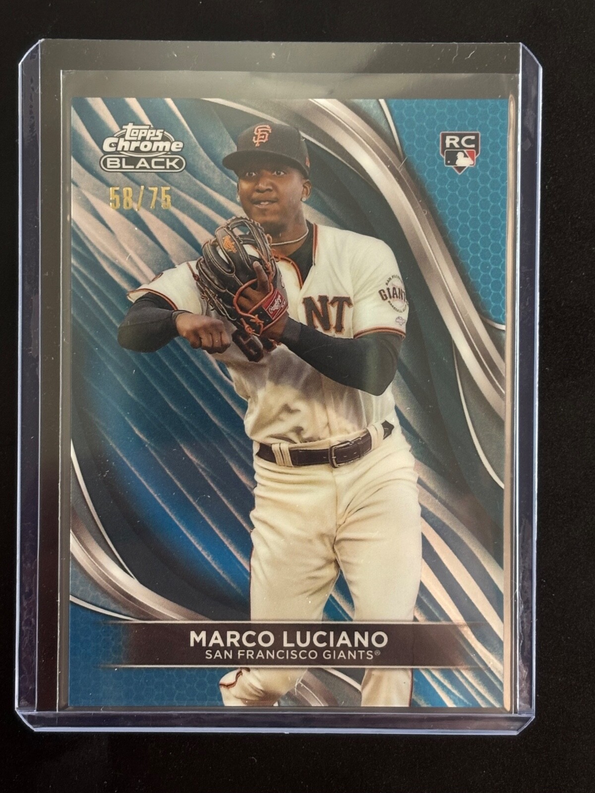 Marco Luciano RC /75 2024 Topps Chrome Black BLUE REFRACTOR Parallel Rookie #7