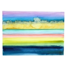 Art Original Bailing Hay Watercolor Mixed Media Painting on 5x7in AquaBord Panel