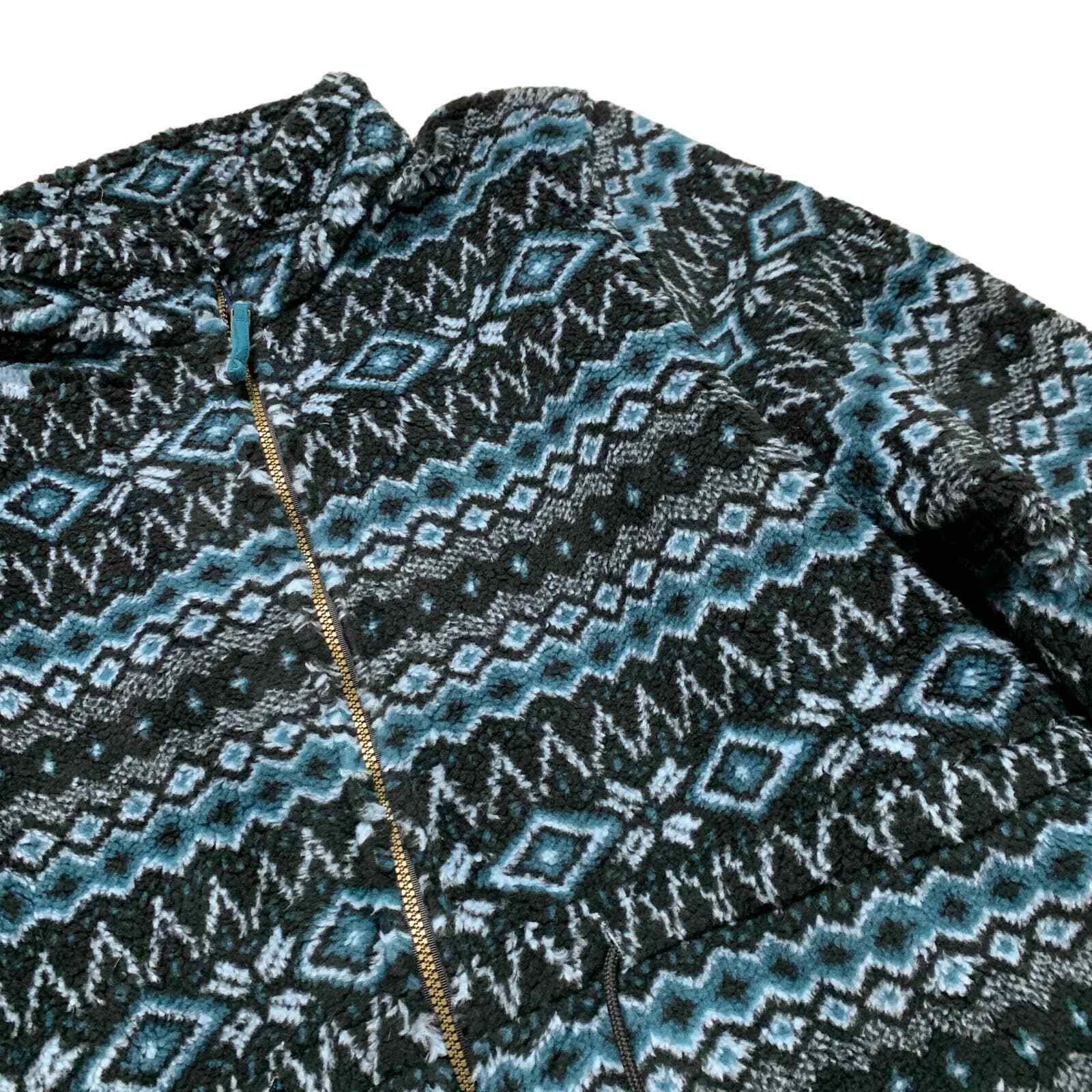 Denim & Co NWT Granola Nordic Fair Isle Print Full Zip Teddy Sherpa