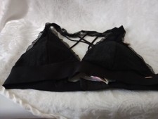 PINK Victoria's Secret Black Lace Bralette Halter Style Criss Cross Chest Sz S