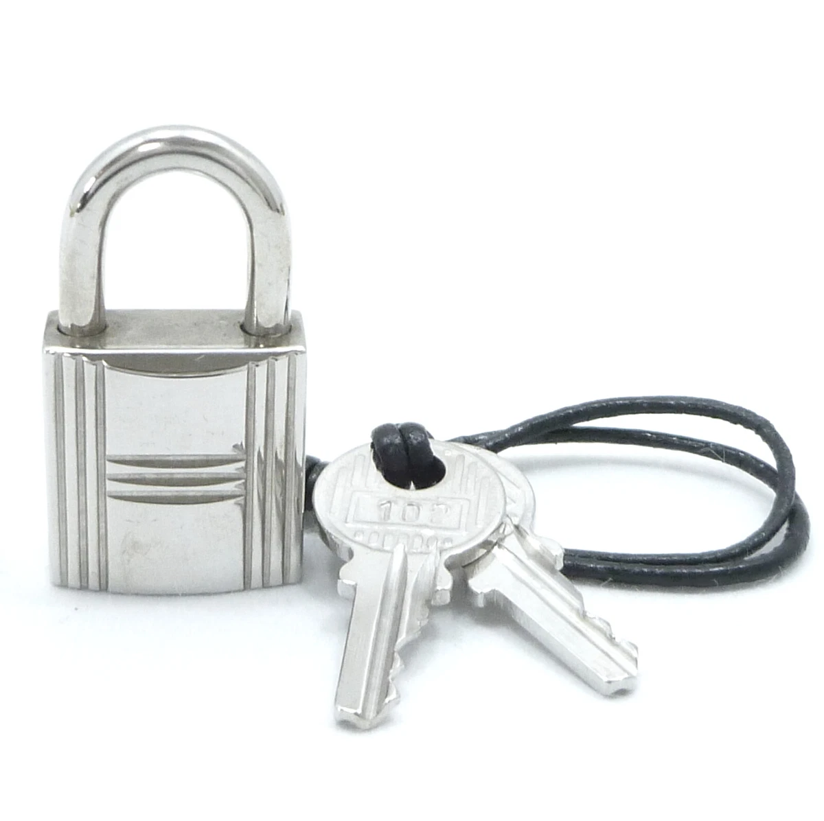 Authentic HERMES Padlock & 2 Keys Silver Tone No.102 Brass #W407124