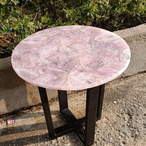 Rose Quartz Coffee Table, Natural Quartz Center Top, Furniture Decor  - Picture 1 of 7