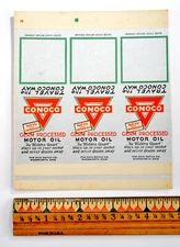 Vintage 1930's CONOCO Motor Oil/Gasoline Advertising Matchbook Cover - Uncut #4