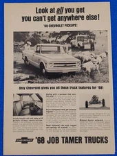 1968 CHEVY TRUCKS ORIGINAL PRINT AD JOB TAMERS CHEVROLET C10 AMERICAN 1960s ICON
