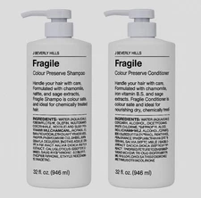 J BEVERLY HILLS FRAGILE Colour Preserve Shampoo & Conditioner SET 32oz.- NEW