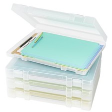 Large Paper Storage Box, 4 Pack Plastic Scrapbook Paper Storage Organizer wit...