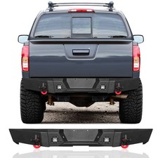 Steel Rear Bumper With Square Lights And D-rings For 2005-2021 Nissan Frontier