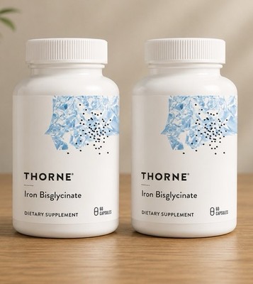2 Pack Thorne Iron Bisglycinate Dietary Supplement 60 Capsules Each Pack