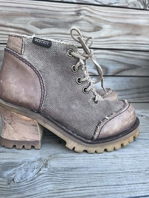 DESTROY Vtg Y2K Platform Punk Goth Engineer Brown Lace Up Boots Size 36/US 6