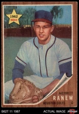 1962 Topps #156 Merritt Ranew Normal Tint Colt 45s COMMON VARIATION 3 - VG