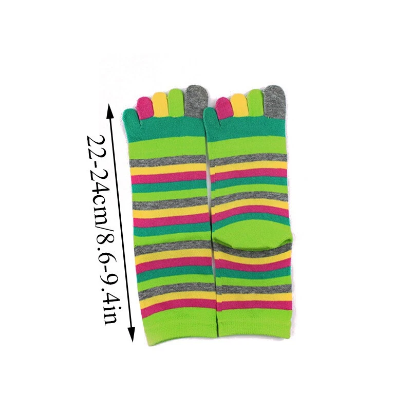 6 Pairs Women Five Finger Toe Socks Striped Cotton Warm Soft Socks Casual Gift ~ - Bild 3 von 4