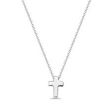 925 Sterling Silver Solid Plain Womens Girls Small Cross Pendant Necklace