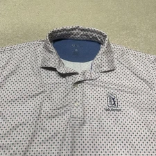 Johnnie O Polo Shirt Mens XL Extra Large Pink Blue TPC PGA Geometric