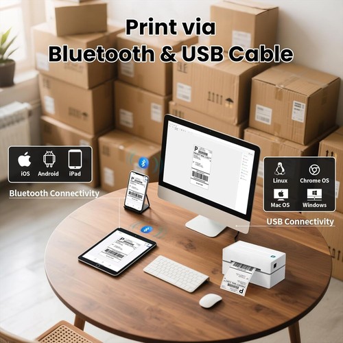 Wireless Bluetooth 4x6 Thermal Label Printer for Small Business Shipping - 第 4/10 張圖片