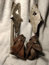 Vintage 1800's Union Hardware Company Ice Skates With Leather Fasteners
