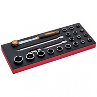 Bahco Fit&Go 1/3 Einlage Mit 1/2'-SteckschlüSsel Und 22-Tlg. Knarren