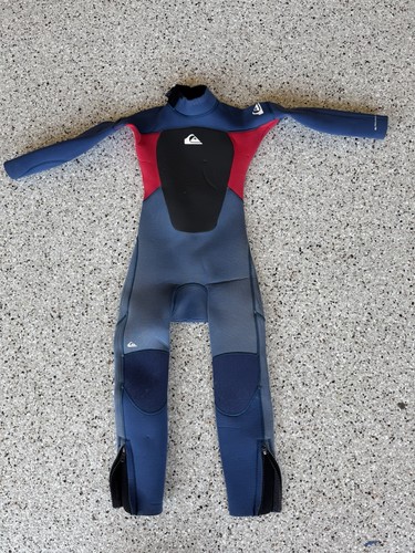 Quicksilver Wetsuit Boys Size 2 Full suit 4/3 Blue And Red